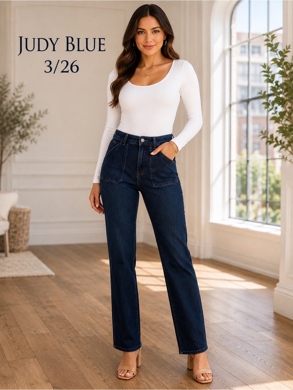 Judy Blue Jogger Jeans 3/26 Dark Wash High Rise Utility Pocket Stretch